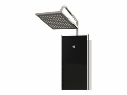 Helloshop26 Panel de ducha con rociador grifo cristal acero inoxidable 130 cm negro 02_0003433 Gris Best