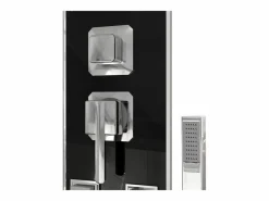 Helloshop26 Panel de ducha con rociador grifo cristal acero inoxidable 130 cm negro 02_0003433 Gris Best