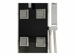 Helloshop26 Panel de ducha con rociador grifo cristal acero inoxidable 130 cm negro 02_0003433 Gris Best