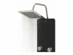 Panel de ducha con rociador grifo cristal acero inoxidable 130 cm negro 02_0003437^Helloshop26 Best