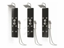 Panel de ducha con rociador grifo cristal acero inoxidable 130 cm negro 02_0003437^Helloshop26 Best