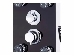 Panel de ducha con rociador grifo cristal acero inoxidable 130 cm negro 02_0003435^Helloshop26 Hot
