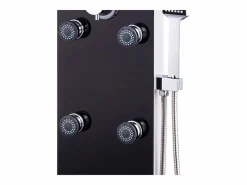 Panel de ducha con rociador grifo cristal acero inoxidable 130 cm negro 02_0003435^Helloshop26 Hot