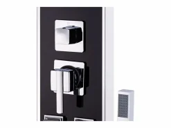 Helloshop26 Panel de ducha con rociador grifo cristal acero inoxidable 120 cm negro 02_0003432 Gris Discount