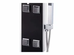 Helloshop26 Panel de ducha con rociador grifo cristal acero inoxidable 120 cm negro 02_0003432 Gris Discount