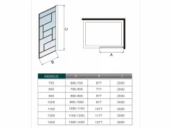 Aica Panel de ducha serigrafiada,vidrio 8mm antical,barra 90cm,perfil negro,(78-80)x200cm Transparente Discount