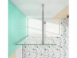 Panel de ducha vidrio 8mm con tratamiento antical,barra 90cm,perfil cromado (88-90)x190cm^Aica Discount