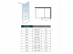 Aica Mampara De Ducha|Panel de ducha vidrio 8mm con tratamiento antical,barra 90cm,perfil cromado (78-80)x190cm