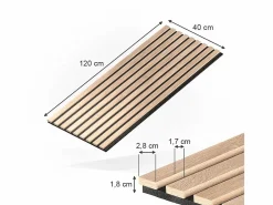 Vicco Panel De Pared|panel de pared roble 120x1.8x40 akustikpaneel