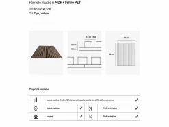 Panel decorativo de lamas de madera, láminas de MDF y fieltro PET, juego de 12 piezas 60x60, revestimiento de pared fonoabsorbente, color nogal claro^ Outlet