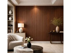 Panel De Pared|Panel decorativo de PVC efecto lama de madera, juego de 10 piezas, 120x30 cm, revestimiento de pared nogal claro