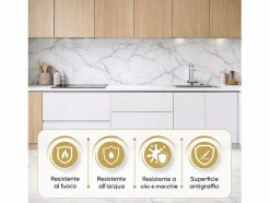 Panel decorativo efecto mármol gres porcelánico set de 6 piezas 4,3 m2 revestimiento de pared PVC en UV 120x60 Mármol Blanco Best