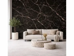 Panel decorativo efecto mármol gres porcelánico set de 6 piezas 4,3 m2 revestimiento de pared PVC en UV 120x60 Mármol Negro New