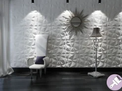 Vente-unique Panel mural 3D para pintar 50x50 cm, pack de 3m2 ANGLY Blanco New