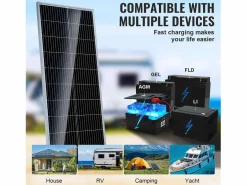 Energía Solar|Panel Solar Monocristalino SucceBuy , 100 W 12 V, Kit Panel con Controlador, para Acampada, Senderismo, Uso Fuera de la Red