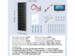Panel Solar Monocristalino SucceBuy, 200 W, Kit de 2 Paneles y Controlador, para Acampada, Senderismo, Uso Fuera de la Red Negro