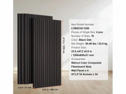Paneles Acústicos con Tablas de Madera SucceBuy 120 x 60 cm, Decoración Moderna, Roble^ Sale