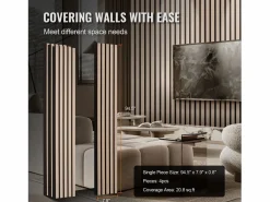 Panel De Pared|Paneles Acústicos de Listones de Madera SucceBuy, Paneles de Pared de Madera MDF, para Decoración de Pared Interior Moderna, 240 x 20 cm
