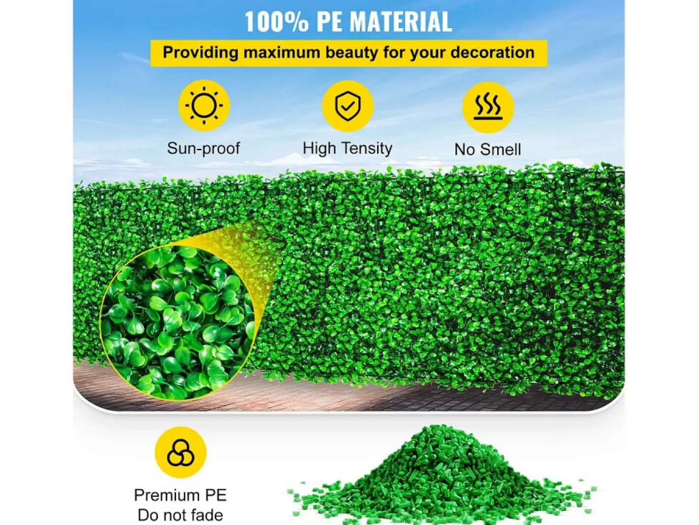 Paneles de Buxus Artificiales SucceBuy 25.4x25.4 cm 48 Piezas, Seto Resistente a UV para Decoración de Valla^