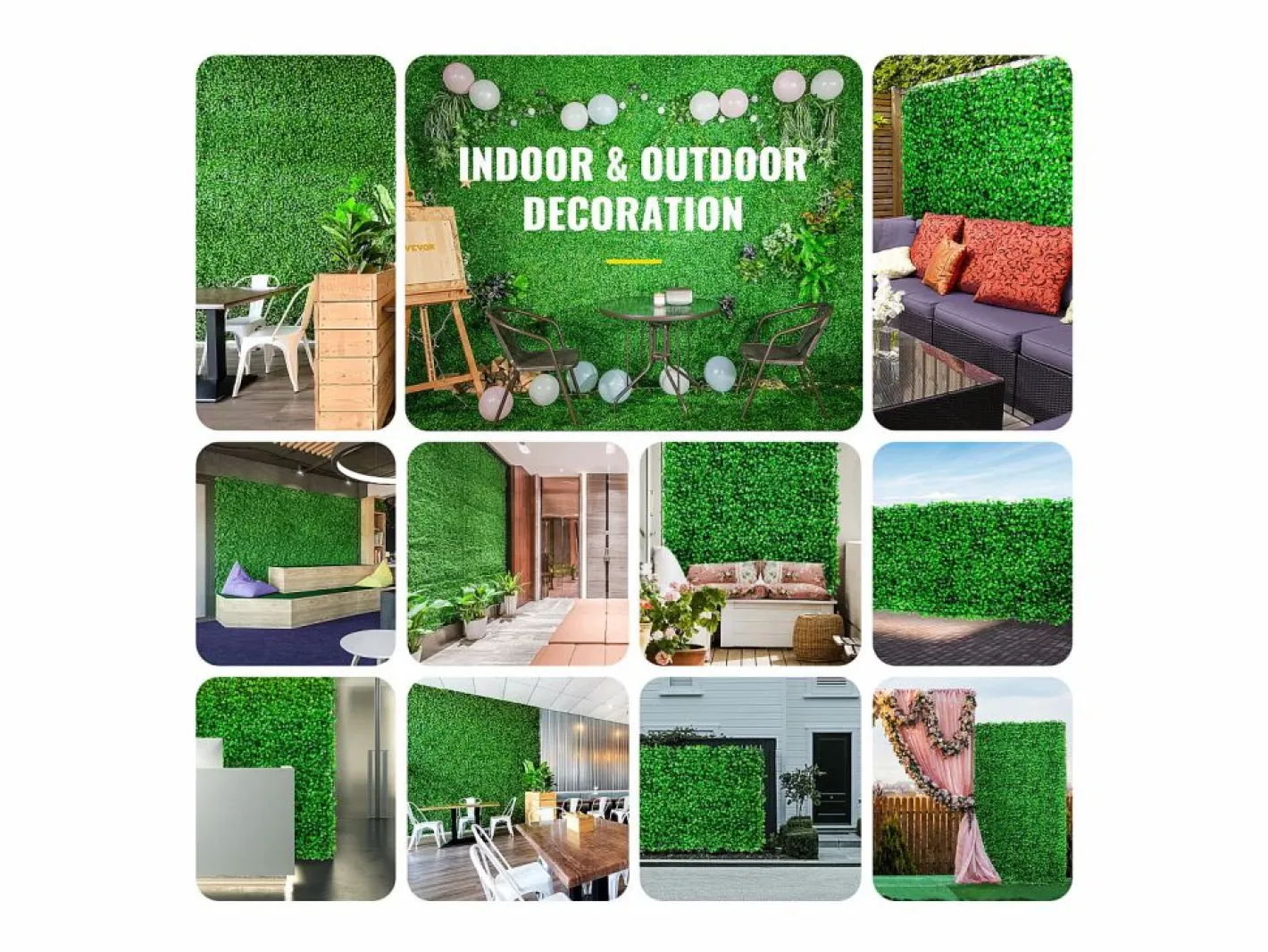 Paneles de Buxus Artificiales SucceBuy 25.4x25.4 cm 48 Piezas, Seto Resistente a UV para Decoración de Valla^