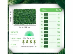 Paneles de Buxus Artificiales SucceBuy 61 x 40,6 cm 12 Piezas, Murales Artificiales de Buxus, Resistentes a UV^ Sale