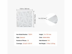 Paneles de Pared 3D SucceBuy, Pack de 33, 30 x 30 cm, PVC, Cobertura de 3 m², Diamante^ Sale