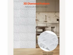 Paneles de Pared 3D SucceBuy, Pack de 33, 30 x 30 cm, PVC, Cobertura de 3 m², Diamante^ Sale
