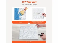 Paneles de Pared 3D SucceBuy, Pack de 33, 30 x 30 cm, PVC, Cobertura de 3 m², Diamante^ Sale