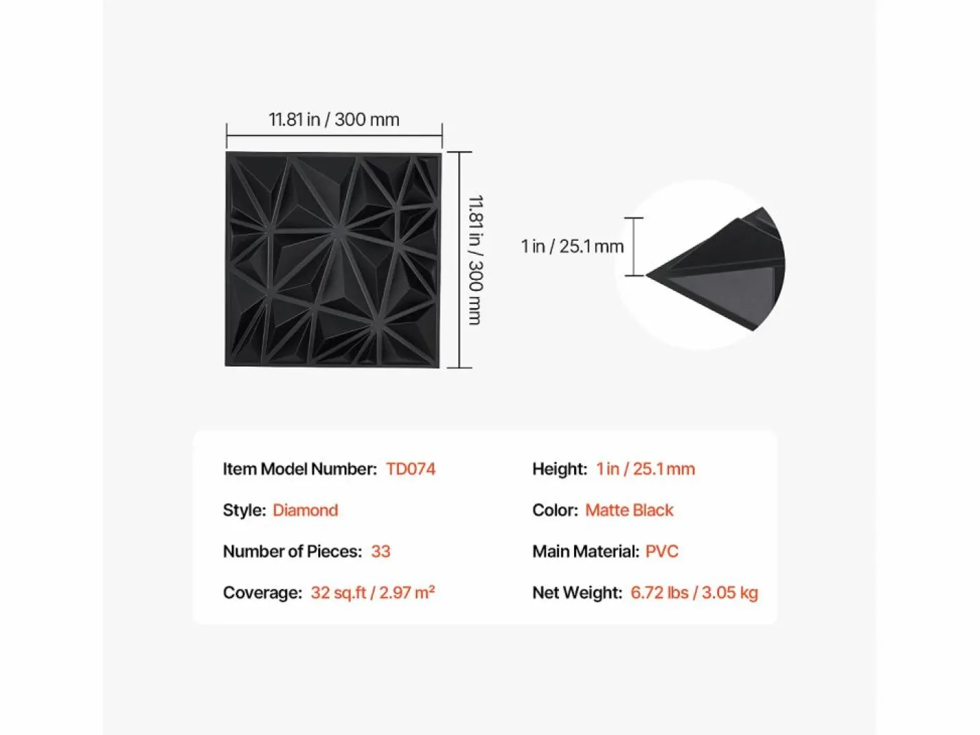 Paneles de Pared 3D SucceBuy, Pack de 33, 30 x 30 cm, PVC, , Cobertura de 3m²^ Best