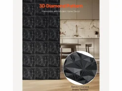 Paneles de Pared 3D SucceBuy, Pack de 33, 30 x 30 cm, PVC, , Cobertura de 3m²^ Best