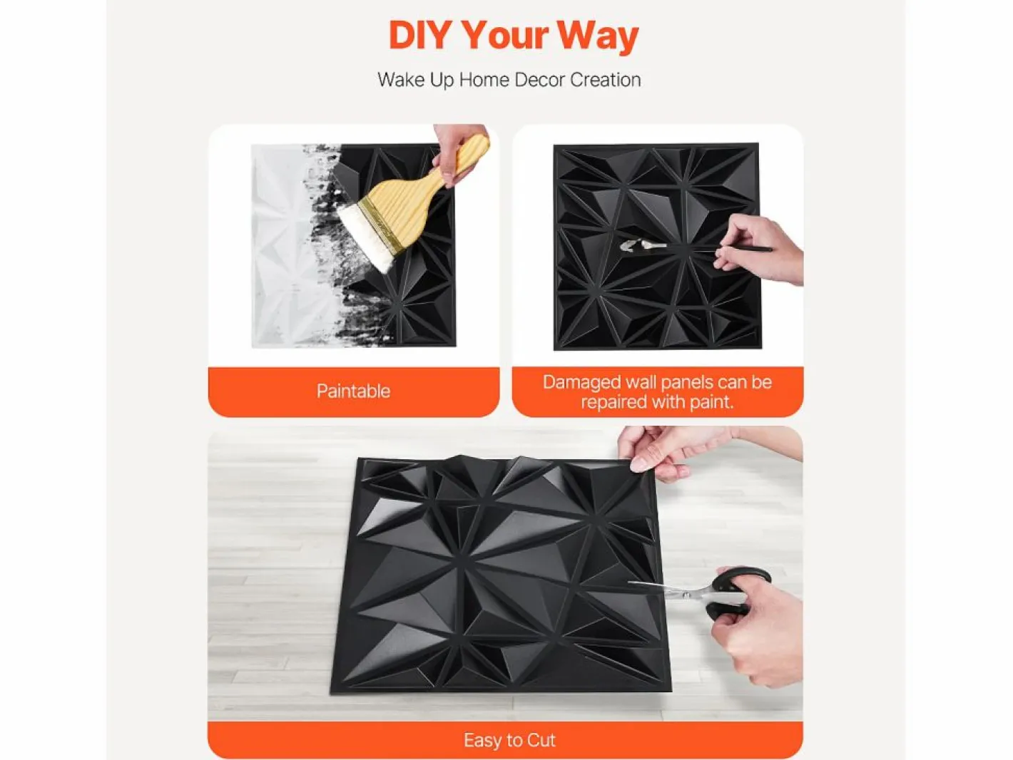 Paneles de Pared 3D SucceBuy, Pack de 33, 30 x 30 cm, PVC, , Cobertura de 3m²^ Best