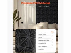 Paneles de Pared 3D SucceBuy, Pack de 33, 30 x 30 cm, PVC, , Cobertura de 3m²^ Best