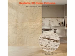 Paneles de Pared 3D SucceBuy, Pack de 4, 122 x 61 cm, Aspecto de Piedra, Cobertura de 3 m², Color Piedra Amarilla^ Online