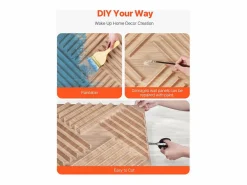 Paneles de Pared 3D SucceBuy, Pack de 12, 50 x 50 cm, PVC con Listones, Cobertura de 3 m², Madera Clara^ Online