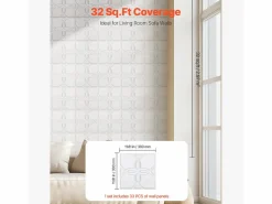 Paneles de Pared 3D SucceBuy, Pack de 33, 30 x 30 cm, PVC con Motivo Floral, , Cobertura de 3 m² Blanco New
