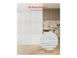Paneles de Pared 3D SucceBuy, Pack de 12, 50 x 50 cm, PVC Ondulado, Cobertura de 3 m², Mate Blanco Best