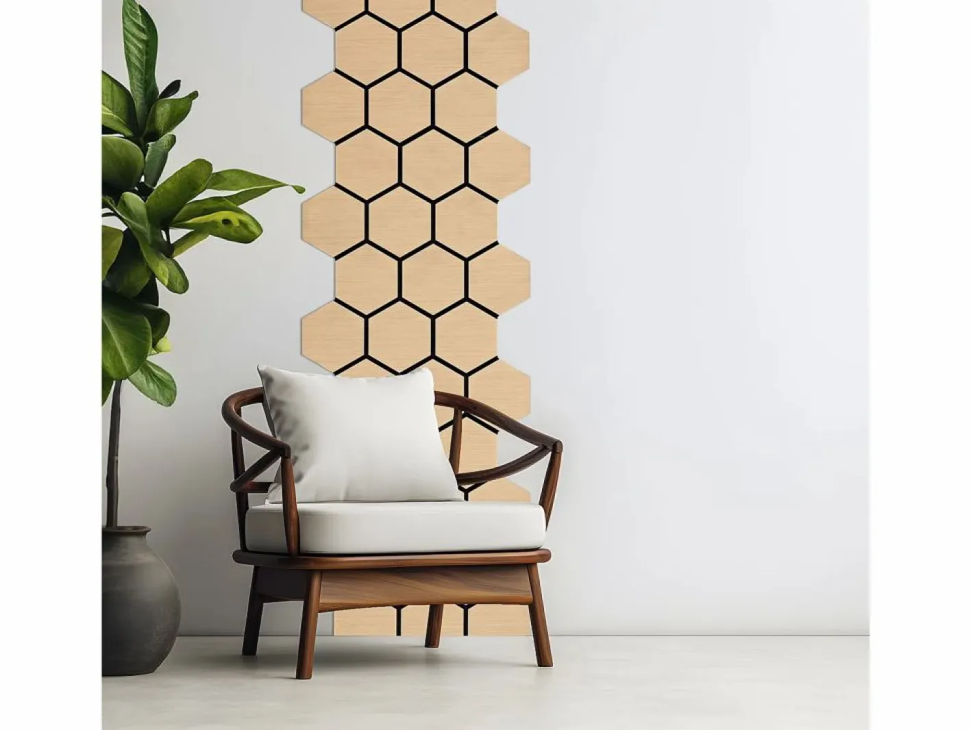 Paneles de pared 62x76 cm Hexágono natural Marru00f3n Hot