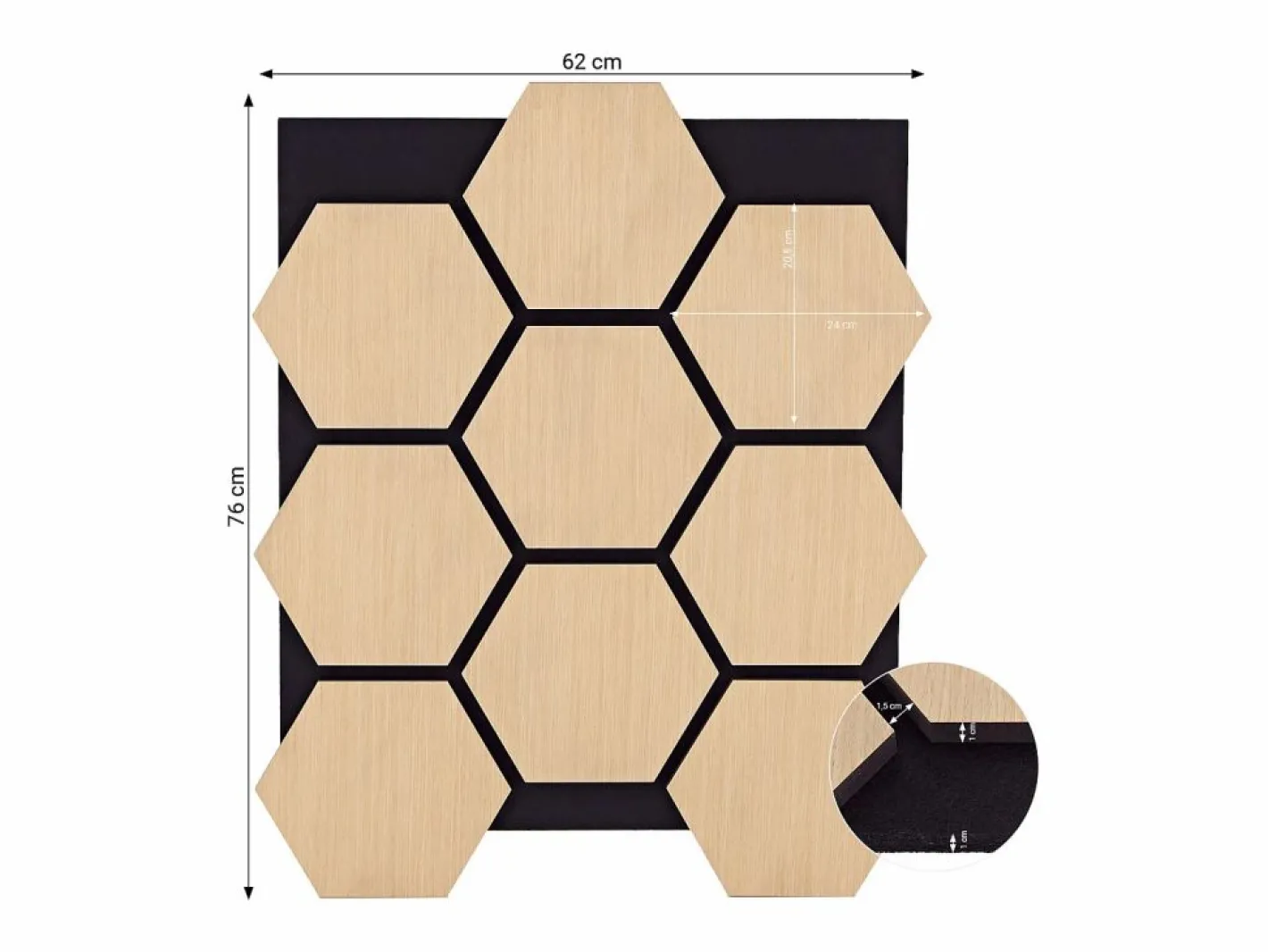 Paneles de pared 62x76 cm Hexágono natural Marru00f3n Hot