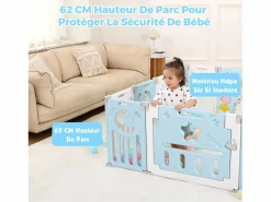 DripeX Mueble De Bebé|Paneles de parque para bebés 12+2, puerta de barrera de seguridad, cuadrícula de protección en plásticos ecológicos, 150x150x62cm -