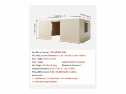 Paneles Laterales de Funda de Gazebo Invierno SucceBuy, 3,44x4,66 m, Cubierta de Gazebo Todas Estaciones, con Ventanas en Malla, Material PE de Alta Densidad Beige
