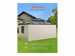 Paneles Laterales de Funda de Gazebo Invierno SucceBuy, 3,44x4,66 m, Cubierta de Gazebo Todas Estaciones, con Ventanas en Malla, Material PE de Alta Densidad Beige