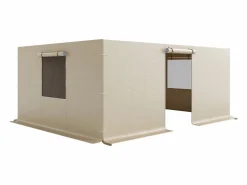 Paneles Laterales de Funda de Gazebo Invierno SucceBuy, 3,44x4,66 m, Cubierta de Gazebo Todas Estaciones, con Ventanas en Malla, Material PE de Alta Densidad Beige