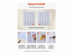 Papel Pintado Adhesivo de Pared SucceBuy, 45 cm x 15 m, Rollo Papel Pintado Autoadhesivo en Vinilo, Motivo Textura Madera Blanca, Impermeable Blanco Hot