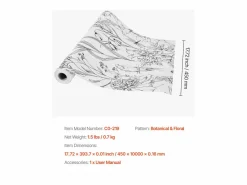 Papel Pintado|Papel Pintado|Papel Pintado Adhesivo de Pared SucceBuy, 45 cm x 10 m, Rollo Papel Pintado Autoadhesivo Vinilo, Motif Floral Botánico , Impermeable