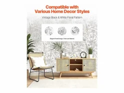 Papel Pintado|Papel Pintado|Papel Pintado Adhesivo de Pared SucceBuy, 45 cm x 10 m, Rollo Papel Pintado Autoadhesivo Vinilo, Motif Floral Botánico , Impermeable