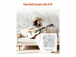 Papel Pintado|Papel Pintado|Papel Pintado Adhesivo de Pared SucceBuy, 45 cm x 10 m, Rollo Papel Pintado Autoadhesivo Vinilo, Motif Floral Botánico , Impermeable