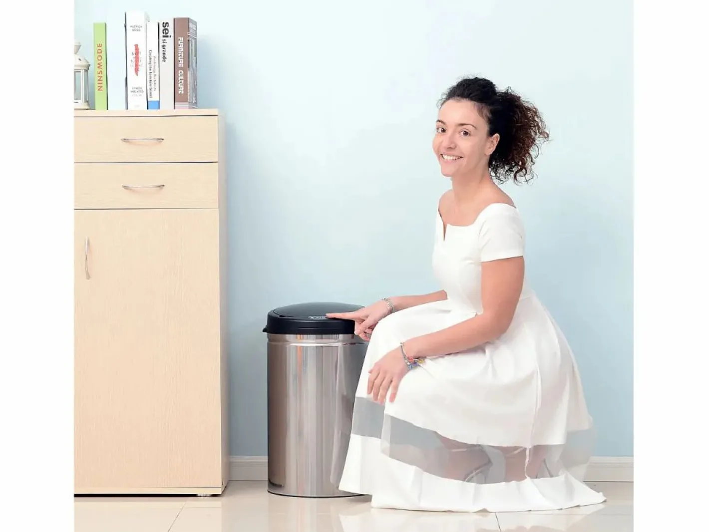 Papelera automática con sensor, 30L, acero inoxidable, color (Ø30,5x51,5 cm)^ Clearance