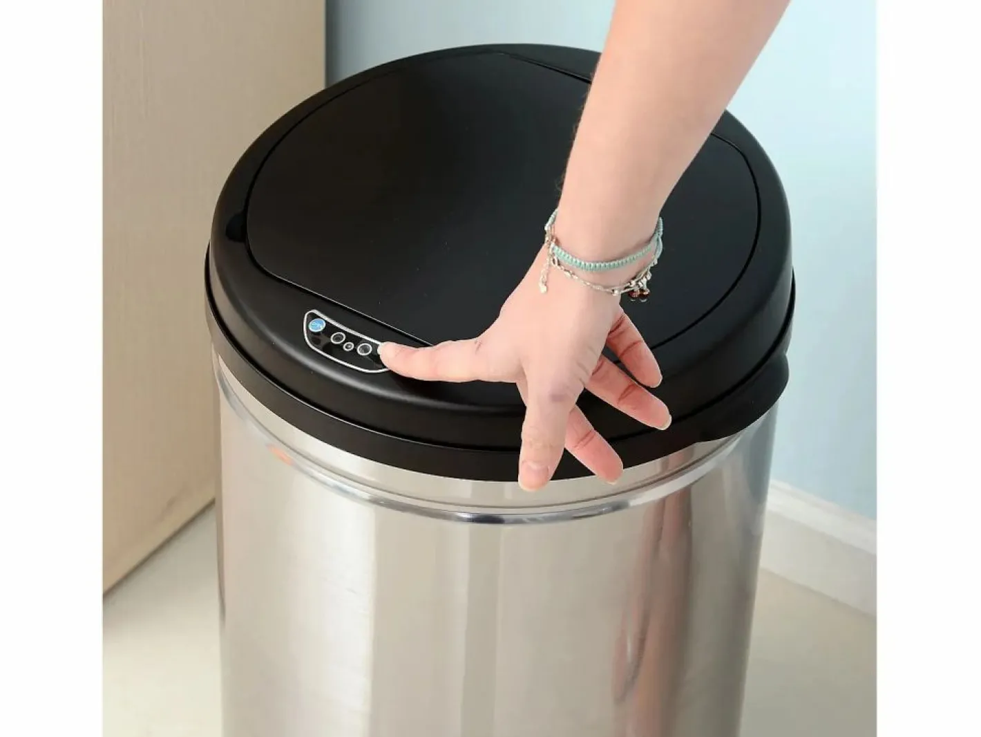 Papelera automática con sensor, 30L, acero inoxidable, color (Ø30,5x51,5 cm)^ Clearance