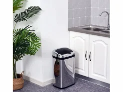 Cubo De Basura Para Cocina|Papelera automática de 30L, sensor IR, acero inoxidable, interior extraíble opcional, cuadrada (33x25x58cm)