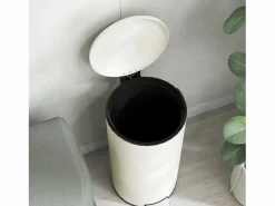 Papelera con pedal de 30L con cubo interior, metal marfil, tapa silenciosa (36x30x63,5cm) Blanco